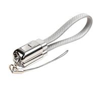 Grab-and-Go Cordon de type C, argenté | Câble court tressé avec coque pour les déplacements, les voyages et l'accès pratique au sac