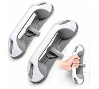 Grab Bars for Bathtubs and Showers 2 Pack, Suction Shower Grab Bars with 3 Suction Cups, No Drill Bathroom Safety Handles for Seniors, Removable Grab Bar for Tile Glass Walls, Gray