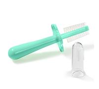 Grabease Brosse à dents double face, brosse à dents d'entraînement, première brosse à dents pour bébé et tout-petit, sans BPA et sans phtalates pour bébé et tout-petit, 1 paquet, menthe