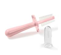 Grabease Brosse à dents double face pour bébé, sans BPA ni phtalates, 1 paquet, Blush