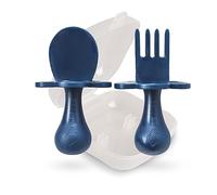 Grabease Cuillères pour bébé Fournitures de sevrage LED pour bébé Ustensiles pour bébé Cuillères pour bébé Auto-alimentation, sans BPA et sans phtalate pour bébé et tout-petit, 1 ensemble, bleu marine