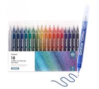Grabie Lot de 18 stylos à encre gel à paillettes Jumbo - Stylos à encre gel métallique et scintillante pour coloriage, marqueurs scintillants pour adultes (18 couleurs de stylos à encre gel géant)