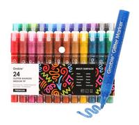 Grabie Lot de 24 marqueurs métalliques à paillettes - Pointe moyenne - Séchage rapide - Encre à base d'eau - Pour adultes - Pour loisirs créatifs