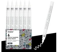 Grabie Lot de 6 marqueurs de peinture acrylique à pointe extra fine de 0,7 mm pour surlignes, marqueurs acryliques blancs