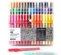 Grabie - Stylos de peinture de haute qualité, fournitures d'art de 48 couleurs, pointe extra fine (0,7 mm) marqueurs de peinture acrylique pour différentes surfaces
