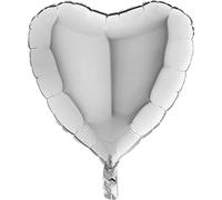GRABO Ballon Mylar Coeur 18, Couleur Argent, 18009 C