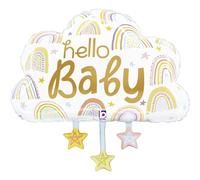 Grabo Ballon nuage avec message fabriqué en Italie. ballon pour naissance et genre, reveal avec étoiles, en aluminium avec paille pour gonfler. ballons colorés 68 x 63 cm