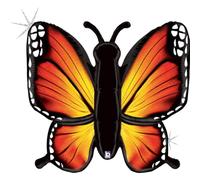 Grabo Ballon papillon orange et jaune fabriqué en Italie Ballon fête enfants et adultes en forme de papillon, en aluminium avec paille pour gonfler. ballons colorés 67 x 60 cm