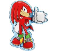 Grabo ballon Sonic Knuckles. Ballon pour fêtes d'enfants en forme de Knuckles, en aluminium avec paille pour le gonflage. Ballons colorés fabriqués en Italie, 50x54 cm