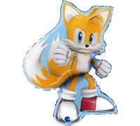 Grabo-Mix Ballon Sonic – Tails, aluminium, avec paille de gonflage, 56×66 cm, fabriqué en Italie