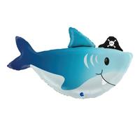 Grabo Balloons - Ballon Aluminium Requin Pirate 74X42CM Bleu