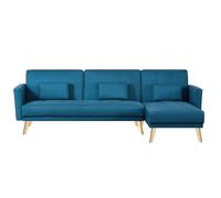 GRACE - Canapé d''angle réversible et convertible bleu canard