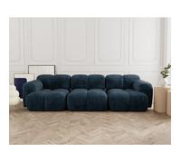 Grace - canapé modulable 3 places en velours texturé - Bleu