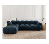 Lisa Design - Grace - canapé modulable d'angle réversible 4 Places en Velours texturé, Bleu