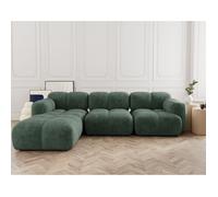 Lisa Design - Grace - canapé modulable d'angle réversible 4 Places en Velours texturé, Vert