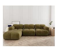 Grace - canapé modulable d'angle réversible 4 places en velours texturé - Vert Olive
