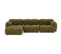 Grace - canapé modulable d'angle réversible 4 places en velours texturé - Vert Olive
