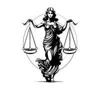 grâce judiciaire dame emblématique de la justice vigilance vertueuse dame de la justice icône Peintures murales et stickers muraux en vinyle 49.4x66.7cm Personnalisation Noir