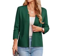 GRACE KARIN Blazer Femme Elégant Tenue d'affaires Cardigan Open Front avec Poches Cardigan d'été S Vert