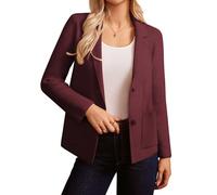 GRACE KARIN Blazer tricoté à Manches Longues pour Femme avec Revers cranté à Deux Boutons pour Le Travail décontracté, Rouge foncé, XL