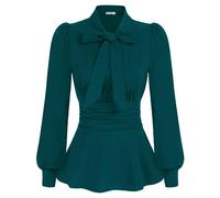 GRACE KARIN Femmes Chemisier Taille Définie Bureau Manches Longues Bouffantes Nœud Papillon Décoré Haut Élégantc