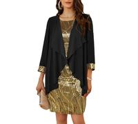 GRACE KARIN Femmes Ensemble 2 Pièces Robe sans Manches Pailletée Col Rond avec Boléro Soirée