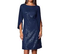GRACE KARIN Fête Robe Femme à Sequin Manches 3/4 Coupe Ample Décontractée Midi de Cocktail Chic M Bleu Foncé à Sequins