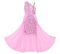 Grace Karin Filles Robe de bal princesse pailletée à sequins à une épaule pour fêtes, tailles 7 à 14 ans, 14 ans