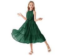 GRACE KARIN Filles Robe de Cérémonie sans Manches Une Ligne Maxi Casual Fête Vêtements pour Enfants Sweet 6 Ans Vert Foncé