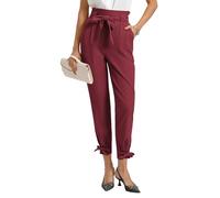 GRACE KARIN Pantalon taille avec poches pour femme - Rouge - Taille M