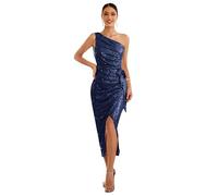 GRACE KARIN Robe de cocktail à paillettes pour femme - Sans manches - Robe de soirée pour mariage, bleu foncé, XL