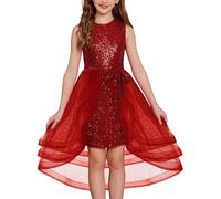 GRACE KARIN Robe de Princesse Fille Ceremonie Paillettes Tulle Mariage Soiree 6-13 Ans Rouge 10 Ans