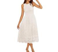 GRACE KARIN Robe décontractée à ourlet asymétrique pour femme - Sans manches - Col rond - Taille haute, blanc, S