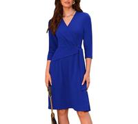 GRACE KARIN Robe midi pour femme avec col en V et manches 3/4, saphire, L