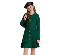 GRACE KARIN Robe Pull Fille Manches Longues Automne Hiver Enfant Robe Tricotée A-Line Col Rond