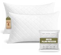 Grace Lot de 4 protège-oreillers matelassés en microfibre de qualité supérieure avec fermeture éclair - Housse d'oreiller ultra douce et respirante hypoallergénique
