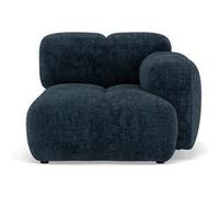 Grace - module d'assise droit en velours texturé - Bleu