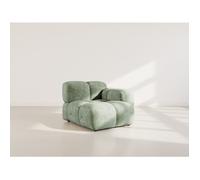 Grace - module d'assise droit en velours texturé - Vert sauge