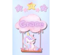 Grace: Quaderno per bambini con unicorno e nuvole - personalizzato con nome
