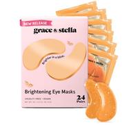 grace & stella Lot de 24 paires de patchs en gel à la vitamine C pour les yeux gonflés et les cernes - Cadeaux d'anniversaire pour femme - Végétalien sans cruauté envers les animaux (orange, 24 paires