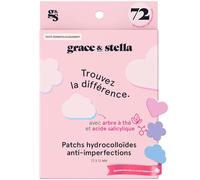 grace & stella Patch Hydrocolloïde pour le Visage - Testés par des Dermatologues, Vegan, Non Testés sur les Animaux - Patchs pour Imperfections [Multiformes, 72 unités]