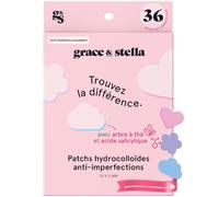grace & stella Patch Hydrocolloïde pour le Visage - Testés par des Dermatologues, Vegan, Non Testés sur les Animaux - Patchs pour Imperfections [Multiformes, 36 unités]