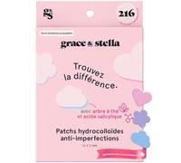 grace & stella Patch Hydrocolloïde pour le Visage - Testés par des Dermatologues, Vegan, Non Testés sur les Animaux - Patchs pour Imperfections [Multiformes, 216 unités]