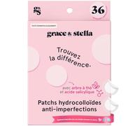 grace & stella Patch Hydrocolloïde pour le Visage - Testés par des Dermatologues, Vegan, Non Testés sur les Animaux - Patchs pour Imperfections [Ronds, 36 unités]