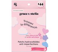 grace & stella Patch Hydrocolloïde pour le Visage - Testés par des Dermatologues, Vegan, Non Testés sur les Animaux - Patchs pour Imperfections [Multiformes, 144 unités]