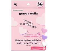 grace & stella Patch Hydrocolloïde pour le Visage - Testés par des Dermatologues, Vegan, Non Testés sur les Animaux - Patchs pour Imperfections [Coeur, 36 unités]