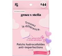 grace & stella Patch Hydrocolloïde pour le Visage - Testés par des Dermatologues, Vegan, Non Testés sur les Animaux - Patchs pour Imperfections [Coeur, 144 unités]