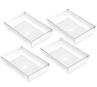 Grace Store 4 pièces de plateaux organisateurs de tiroirs en plastique transparent pour bureau, polyvalents pour la cuisine, organisateurs de tiroirs de rangement pour maquillage, chambre à coucher