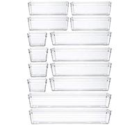 Grace Store ensemble de 14 organisateurs de tiroir transparent pour rangement de bureau, cuisine, salle de bain, maquillage, ustensiles de cuisine, et gadgets