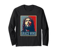 Grace Wins Jésus-Christ Chrétien Pâques Foi Espoir Manche Longue